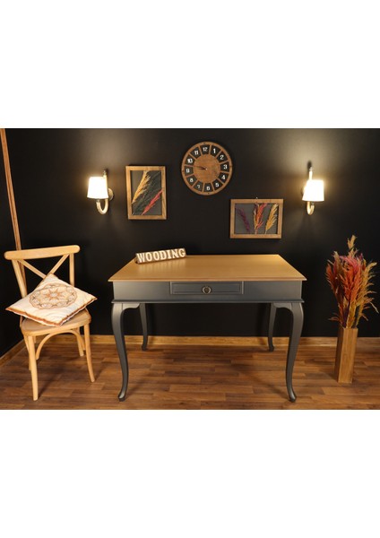 120 cm Çekmeceli Masif Antrasit Naturel Çalışma Masası indirimleri