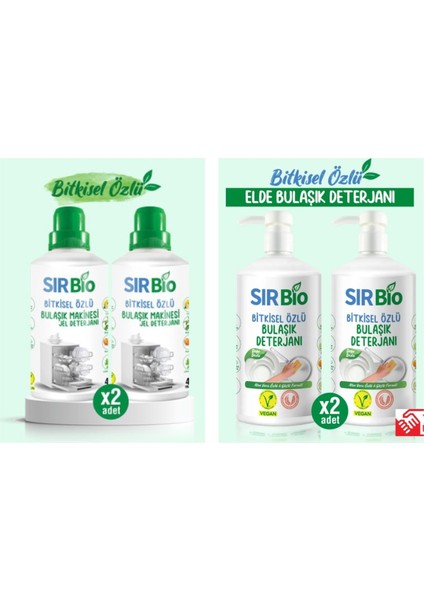 Bitkisel Özlü Makina Bulaşık Deterjanı+Elde Bulaşık Deterjanı 4X1000 ml
