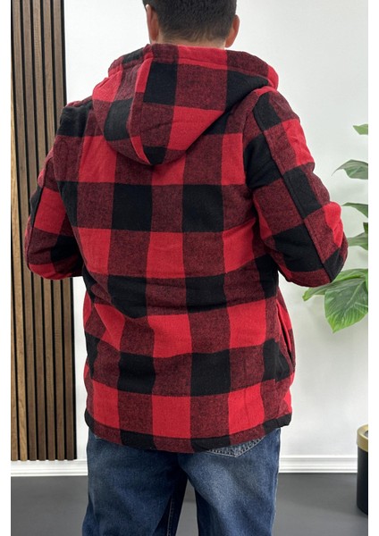 Erkek Içi Kürklü Kapüşonlu Ceket Kırmızı EDW418 fırsatları