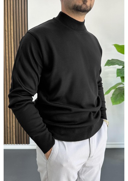 Erkek Yarım Balıkçı Normal Kalıp Kazak Siyah EDW409 fiyatları