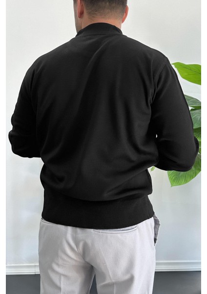 Erkek Yarım Balıkçı Normal Kalıp Kazak Siyah EDW409 modelleri