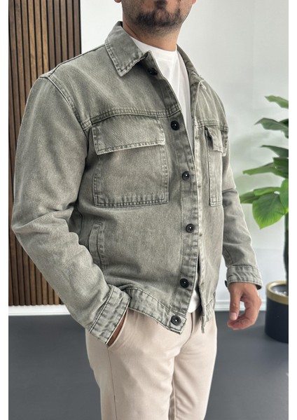 Erkek Slim Fit Kot Ceket Yeşil EDW414 fiyatları