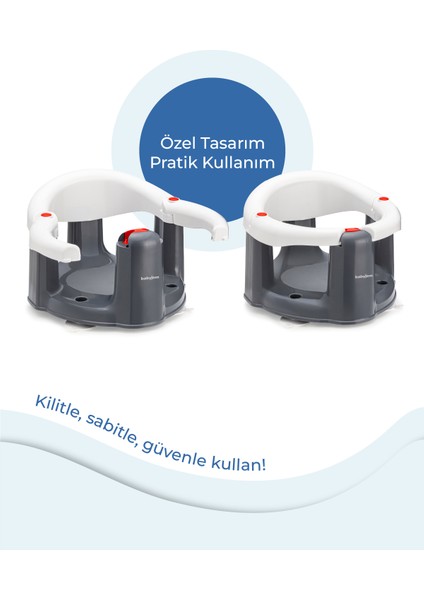 Babyjem Önden Açılır Banyo ve Mama Oturağı Beyaz Minderi 2'li Set