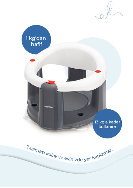 Babyjem Önden Açılır Banyo ve Mama Oturağı Beyaz Minderi 2'li Set