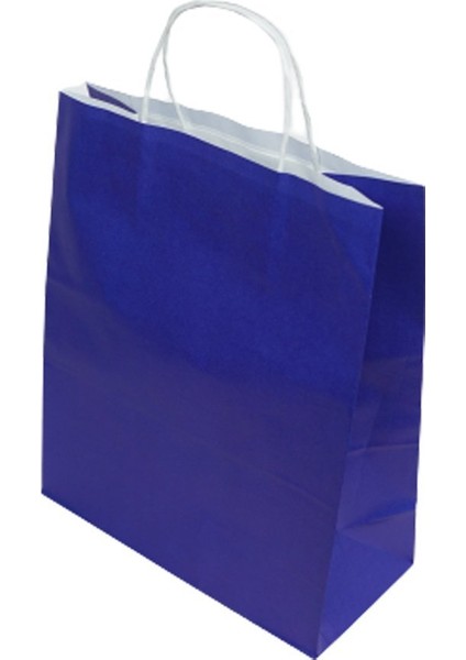 Çanta Beyaz Kraft 18X24X9 cm Burgu Sap Lacivert 50 Adet fiyatları