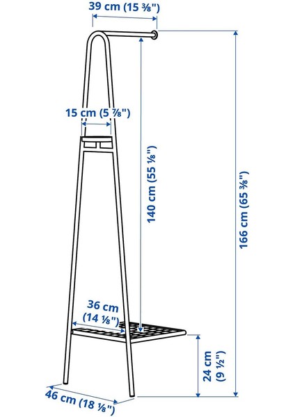 Ayaklı Askılık, Siyah, 46X39X166 cm fiyatları