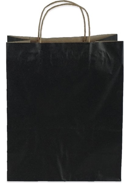 Çanta Kraft 18X24X9 cm Burgu Sap Siyah 50 Adetli fiyatları