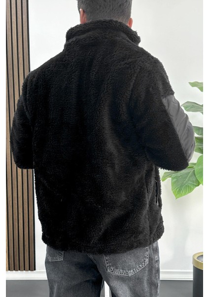 Erkek Normal Kalıp Peluş Mont Siyah EDW417 modelleri