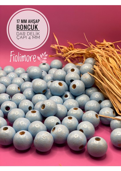 17 mm Ahşap Boncuk (50 Gram 30 Adet) Dar Delik Çapı 4 mm Makrome Çanta Bileklik Takı Renkli