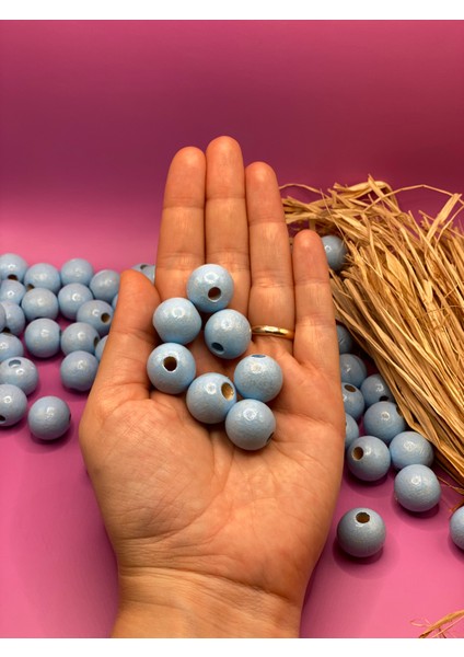 17 mm Ahşap Boncuk (50 Gram 30 Adet) Dar Delik Çapı 4 mm Makrome Çanta Bileklik Takı Renkli fiyatları