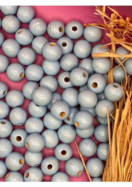 17 mm Ahşap Boncuk (50 Gram 30 Adet) Dar Delik Çapı 4 mm Makrome Çanta Bileklik Takı Renkli modelleri