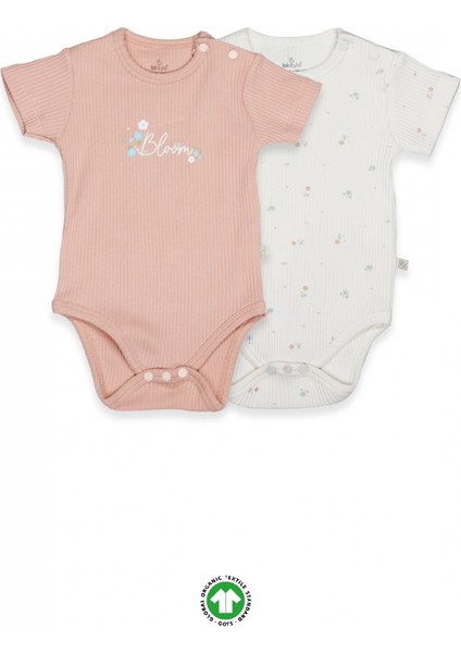 Bistyle Flying Bloom White Yarım Kol 2'li Body 17118 Ekru Gül Kurusu