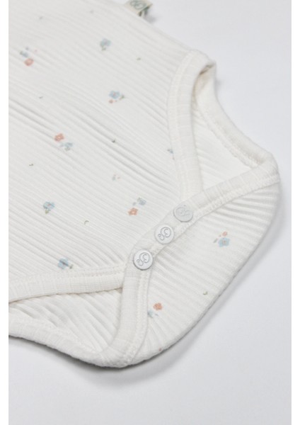 Bistyle Flying Bloom White Yarım Kol 2'li Body 17118 Ekru Gül Kurusu