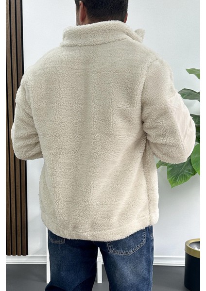 Erkek Normal Kalıp Peluş Mont Beyaz EDW417 fırsatları