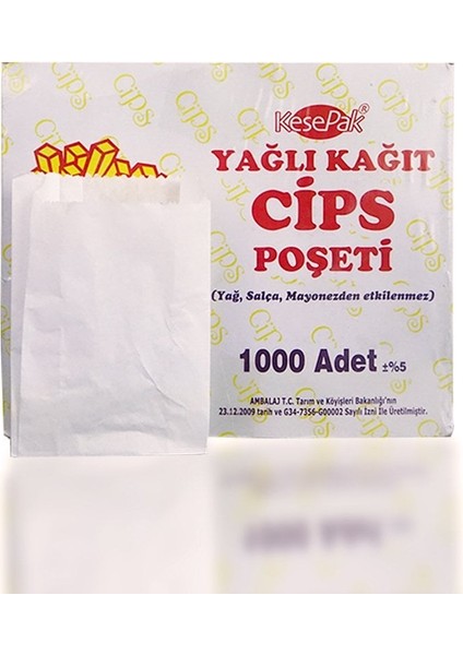 Kese Yağlı 8X12X3 cm Cips Kese Kağıdı 1000 Adetli fiyatları