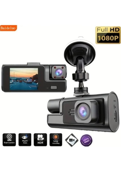 Teknopad A22 1080P Çift Kameralı Araç Kamerası – Araç Içi ve Ön Kamera, , Döngü Kayıt, 2’’ IPS Ekran Dashcam