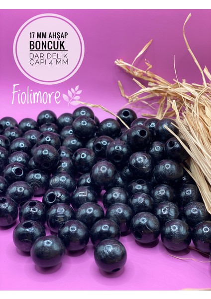 17 mm Ahşap Boncuk (50 Gram 30 Adet) Dar Delik Çapı 4 mm Makrome Çanta Bileklik Takı Renkli
