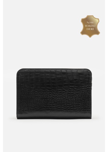 Mafı Imza %100 Hakiki Siyah Croco Deri Biyometrik El Çantası (Parmak Izi Kilitli) fiyatları