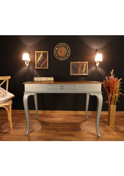 120 cm Çekmeceli Masif Gri Ceviz Çalışma Masası modelleri