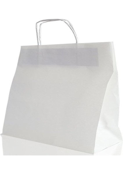 Çanta Beyaz Kraft 38X36X25 cm Burgu Sap 50 Adetli