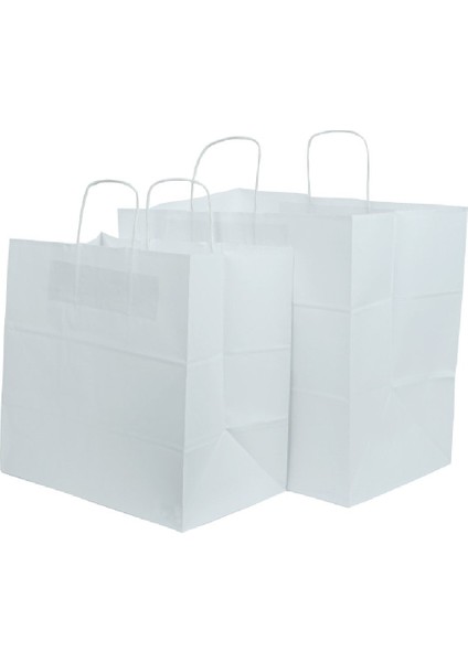 Çanta Beyaz Kraft 38X36X25 cm Burgu Sap 50 Adetli fiyatları