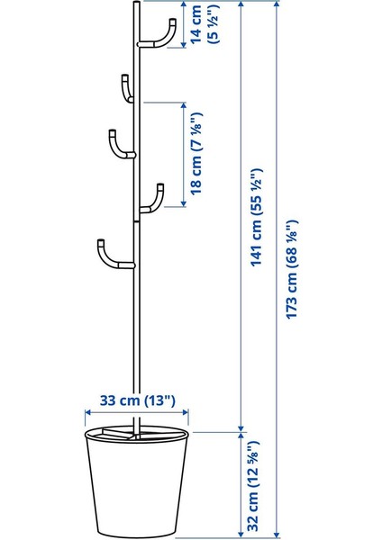 Ayaklı Askılık, Siyah, 173X33 cm fiyatları
