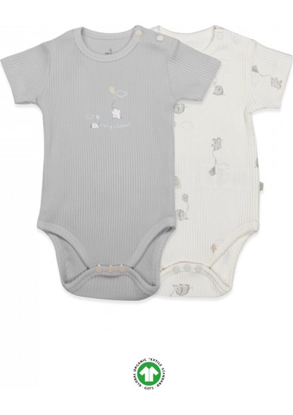 Bistyle Flying Elephant Yarım Kol 2'li Body 17116 Ekru Gri