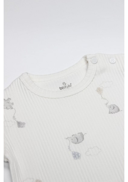 Bistyle Flying Elephant Yarım Kol 2'li Body 17116 Ekru Gri modelleri