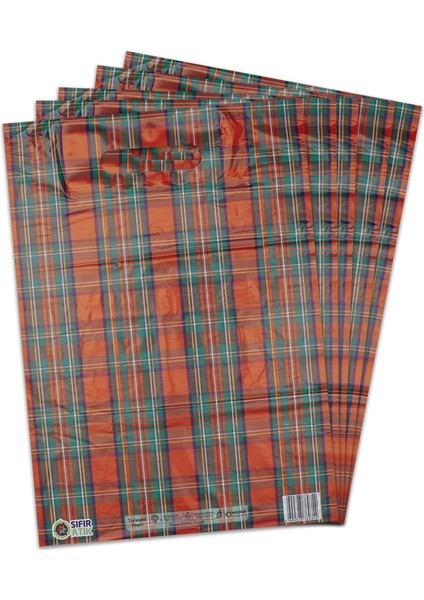 No:2 (26*38) Kırmızı Ekose Desenli Takviyeli Elgeçme Poşet 50 Adet fiyatları