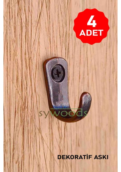 Dekoratif Tekli Askı 4 Adet ve Vidaları Oksit Aksesuar Tasarım Hobi Ahşap Proje Ürünleri modelleri