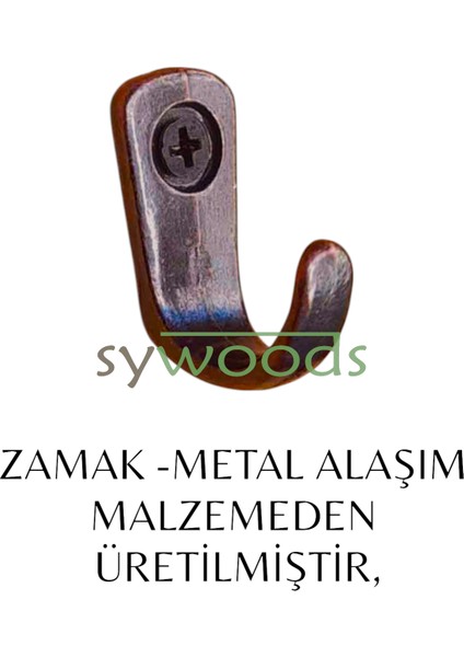 Dekoratif Tekli Askı 4 Adet ve Vidaları Oksit Aksesuar Tasarım Hobi Ahşap Proje Ürünleri