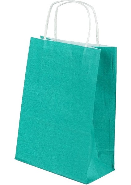 Çanta Kraft 18X25X10 cm Burgu Sap Yeşil 50 Adet