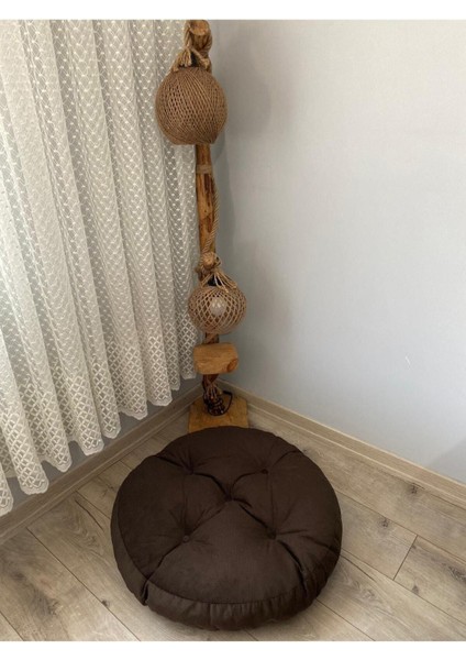 Yuvarlak Kahverengi Oturma Minderi, Rahat ve Şık Dekorasyon Parçası