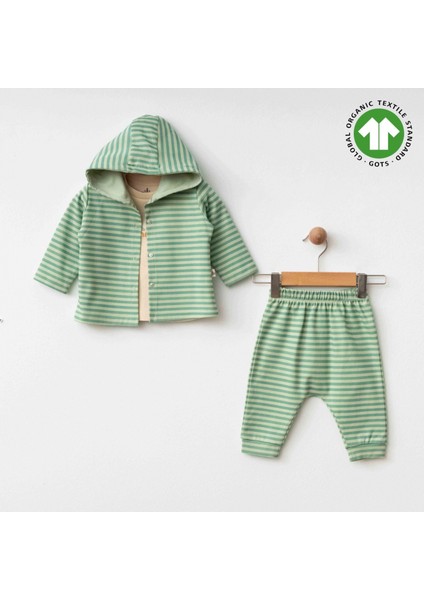 Eslenza Baby Organik 3'lü Çizgi Takım 0046 Yeşil