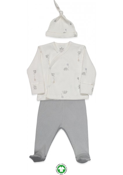 Bistyle Flying Elephant 3'lü Zıbın Takım 13111 Ekru Gri