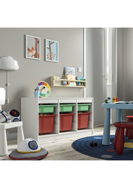 Saklama Ünitesi, Beyaz-Açık Yeşil-Kırmızı, 99X44X56 cm fiyatları