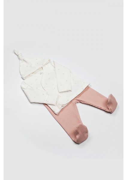 Bistyle Bloom White 3'lü Zıbın Takım 13112 Ekru Gül Kurusu