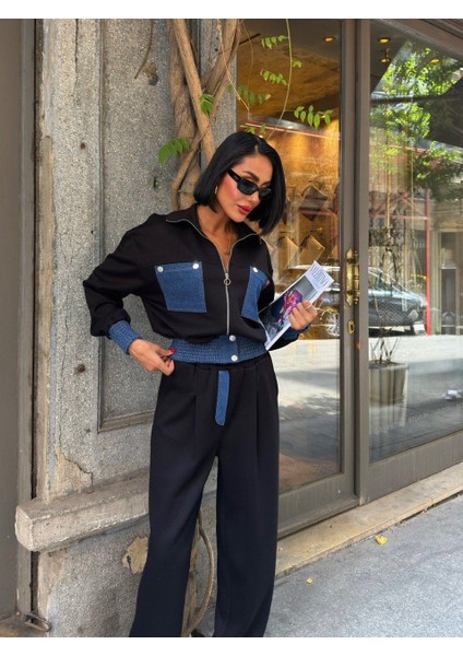 Denim Detaylı Şık Ikili Takım – Sokak Modasının Yeni Yıldızı modelleri