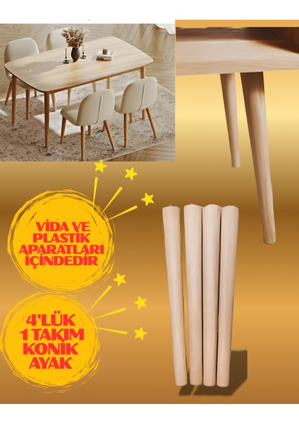 50CM 4'lük Ham Konik Masa&sehpa&sandalye Ayakları