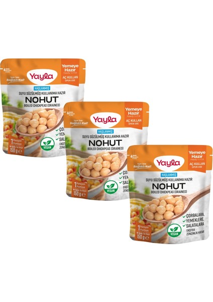 Haşlanmış Suyu Süzülmüş Nohut 150 gr X3