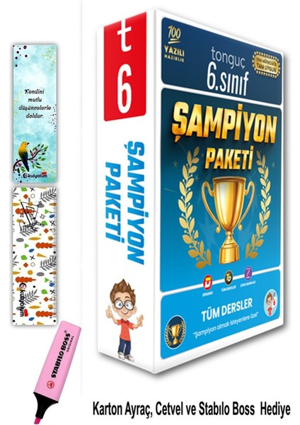 6. Sınıf Şampiyon Paketi Tüm Dersler Soru Bankaları Seti ( Stabilo Fosforlu Kalem, Karton Ayraç ve Cetvel )