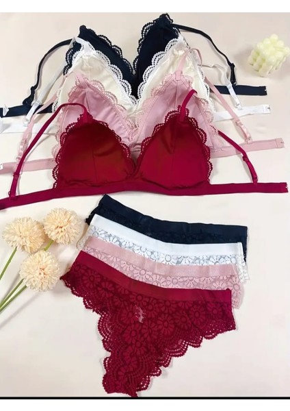 Dantelli Bordo Iç Çamasır Takımı fırsatları