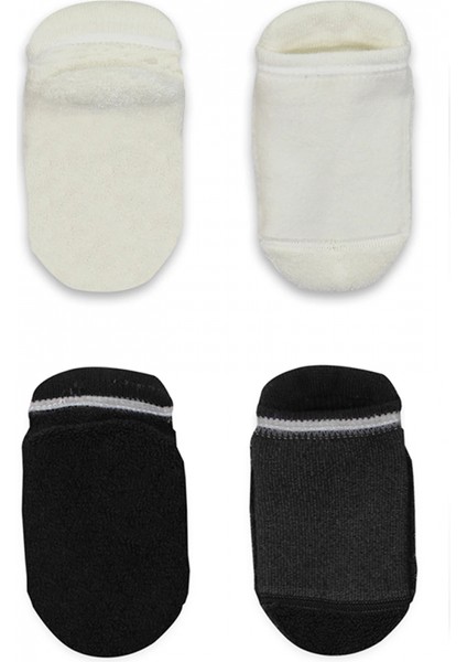 Bistyle 2'li Altı Havlu Sneakers Kaymaz Çorap 20501 Siyah Ekru modelleri