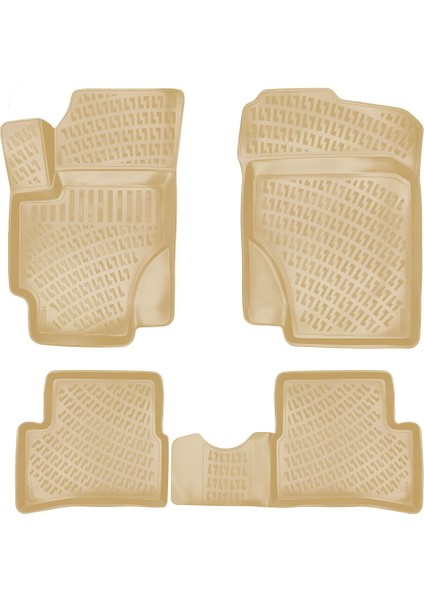Rizline Kia Rio 2005-2011 Ile Uyumlu 3D Havuzlu Paspas Bej