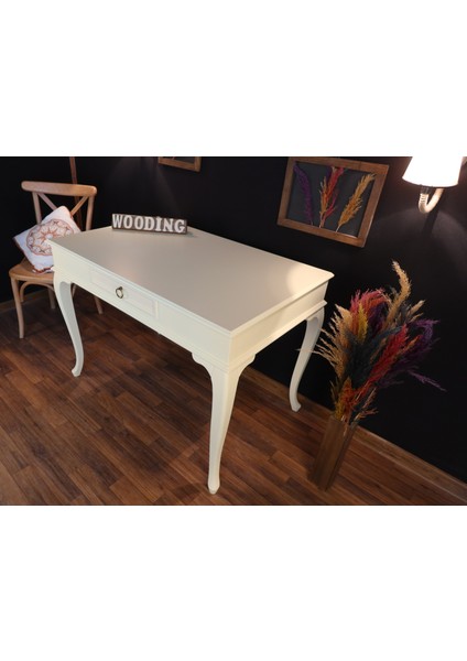120 cm Çekmeceli Masif Krem Çalışma Masası fiyatları