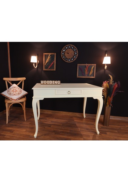 120 cm Çekmeceli Masif Krem Çalışma Masası fırsatları