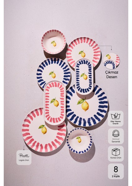Limone 8 Parça 2 Kişilik Yemek Takımı