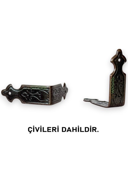 Dekoratif Kutu Kenarı 4 Adet Kutu Sandık Aksesuar Bakır Oksit