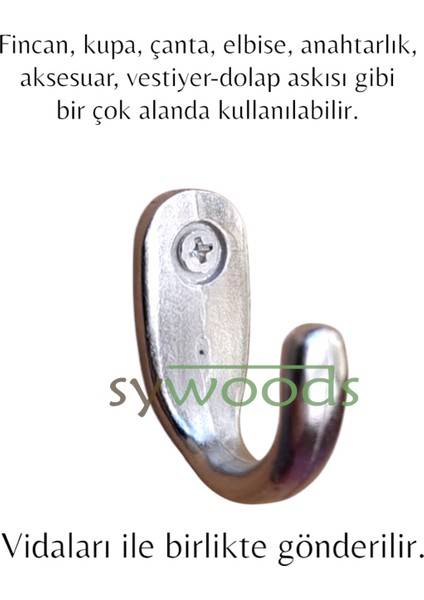 Büyük Fincan Bijuteri Dekoratif Askı Nikel 10 Adet
