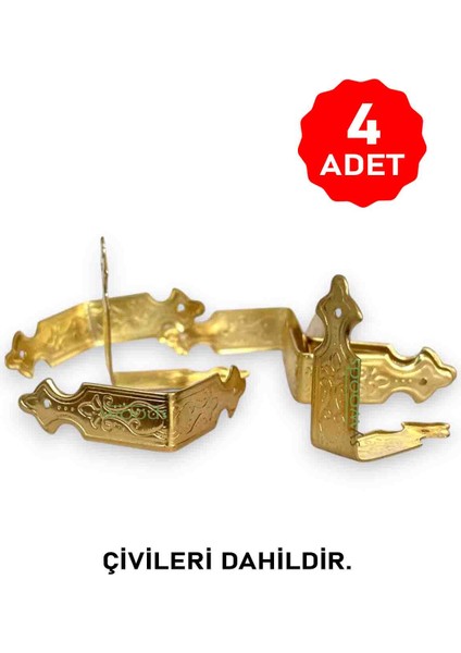 Dekoratif Kutu Kenarı 4 Adet Kutu Sandık Aksesuar Sarı